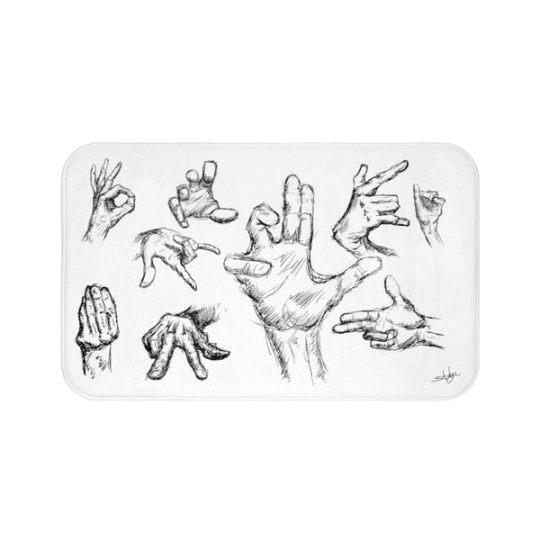 Hand Sketch Bath Mat